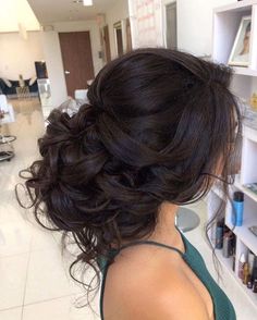 Loose Curls Updo, Loose Wedding Hair, Curled Updo, Evening Hairstyles, Quinceanera Hairstyles, Hair Done