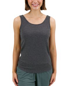 Grey Ribbed Tank Top Craveable. Versatile. G&L | Essentials. Introducing the Charcoal Essential Ribbed Fitted Tank Top! The newest in our debut essential basics collection, this charcoal tank top gives you wardrobe versatility and the ultimate in stretchy, ribbed knit comfort. Wear alone, styled as a base layer, or mixed and matched between our G&L Essentials line of tees, tanks, and bottoms! Why you’ll love it: Slim fit, scoop neck, ribbed tank top in charcoal Features our signature, irresistib Basic Relaxed Fit Tank Top For Everyday, Gray Casual Tank Top For Everyday, Casual Gray Tank Top For Everyday, Gray Casual Yoga Tank Top, Casual Solid Camisole For Yoga, Casual Camisole For Yoga, Basic Cotton Tank Top For Yoga, Basic Cotton Yoga Tank Top, Basic Gray Tank Top For Everyday