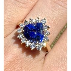 18k Solid Yellow Gold 3ct Tanzanite And Diamonds Halo Handmade Ring. This Ring Is Part Of Our Handmade Collection, Every Stone And Style Is Handpicked By Us To Create The Most Beautiful Pieces Size 7 6.56 Grams Absolutely Gorgeous 3 Ct Deep Blue Purpleish Tanzanite 0.70ctw Vs2 Diamonds Heart Cut Tanzanite Jewelry For Anniversary, Luxury Heart Cut Gia Certified Jewelry, Luxury Gia Certified Heart Cut Jewelry, Elegant Gold Gia Certified Gemstones, Elegant Gold Gemstones Gia Certified, Elegant Gia Certified Gold Gemstones, Brilliant Cut Tanzanite Gemstones For Gift, Brilliant Cut Tanzanite Gemstones As Gift, Gia Certified Gold Sapphire Ring