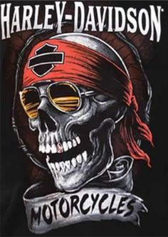 harley davidson skull with bandana and sunglasses