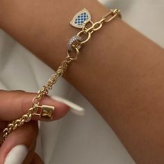 "ITEM DETAILS ❆All our jewelry are hand made with Love. ❆Material: 14K Gold ( 585). ❆Available colors: Gold, Rose Gold, White Gold. ❆Available Sizes: Look Size Option (Contact for different sizes) ❆Each item is made to order ❆ DO YOU LIKE THIS BRACELET? ❆ You can get more information about it below but if you have any questions, just click the \"Message Sergen Vural \" button and I will be very happy to hear from you ☺ PACKAGING ❆Comes ready to gift in a beautiful jewelry box. ❆It comes with a s Luxury Heart Charm Bracelet As Gift, Luxury Charm Bracelet With Heart Charm As A Gift, Luxury Heart Charm Bracelet For Gift, Luxury Chain Bracelet With Charms As Gift, Luxury Charm Bracelet With Heart Charm For Gift, Luxury Charm Bracelet With Heart Charm, Heart-shaped Gold Plated Chain Bracelet As Gift, Gold-plated Heart Charm Bracelet, Adjustable Gold-plated Heart Bracelet