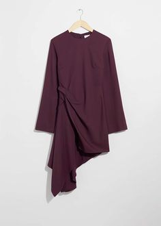 Asymmetric Mini Dress - Dark purple - & Other Stories WW Formal Long Sleeve Rayon Dress, Long Sleeve Rayon Dress For Work, Stretch Viscose Dress For Work, Elegant Long Sleeve Rayon Dress, Fitted Rayon Dresses For Fall, Fitted Rayon Dress For Fall, Stretch Viscose Long Sleeve Dress, Asymmetrical Workwear Dresses For Fall, Elegant Stretch Rayon Dresses