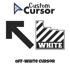 a white and black sign that says custom cussor off - white cusor