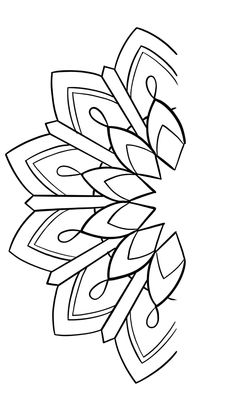 a black and white drawing of an abstract object with lines in the shape of leaves