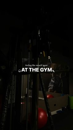 the gym is lit up in the dark