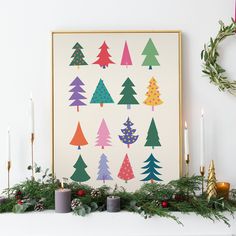 a christmas mantle with candles and decorations