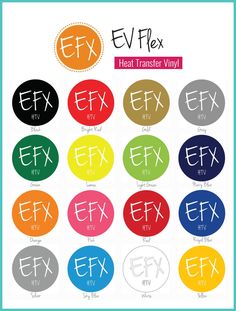 the efx logo is shown with different colors and font on each one side