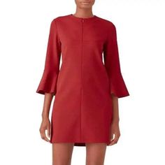 Brand: Tibi Color: ‘Raspberry’ Red Size: Us 6 Condition: New With Tags - Round Neckline - Front Zipper Detail - 3/4 Bell Sleeves - Shift Silhouette - Mini Length - Partially Lined - Hidden Back Zip Materials & Care: - Self: 94% Polyester, 6% Elastane - Lining: 100% Polyester - Dry Clean Original Price: $395.00 Chic Red Dress With 3/4 Sleeves, Casual Silk Dresses, Zip Front Dress, Floral Ruffle Top, Macrame Dress, Silk Wrap Dresses, Silk Shift Dress, Raspberry Red, Spaghetti Strap Mini Dress