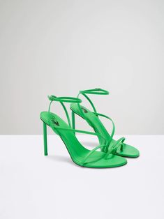 NAPPA HIGH ALLEN MULTI SANDAL - Off-White™ Official Site Green Heels, Leather Bow, Leather Bows, Green Leather, Nappa Leather, Strappy Sandals, Stiletto Heel, Women's Sandals, Passion For Fashion