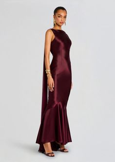 Julia Dress Fitted Sheath Dress With Bias Cut, Luxury Fitted A-line Gown, Luxury Sleeveless Bias Cut Dress, Luxury Fitted Dress With Back Opening, Sleek Full-length Wedding Dress, Fitted Silk Sleek Gown, Fitted Sleek Silk Gown, Fitted Bias Cut Evening Dress, Fitted Bias Cut Dress For Evening