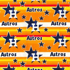 an orange, yellow and blue background with stars that say astros on the side