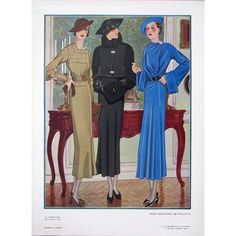 La Femme Chic #285 Trois Creations De Paulette 14" x 10" Jazz Era Fashion, Rain Costume, 1920s France, 1920s Fashion Women, 1920 Fashion, 1920s Vintage, 1930s Fashion, Glamorous Style, Vintage Paris