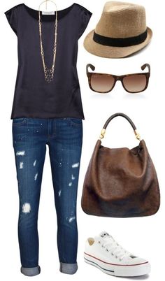 Casual summer outfit ~ love that bag! 50 Style, Outfit Trends, Komplette Outfits, Outfit Casual, Narnia, Polyvore Outfits