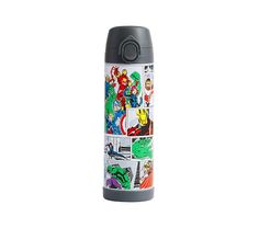 thermos bottle is decorated with comic characters