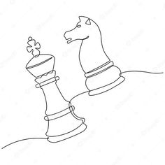 a black and white drawing of a chess piece