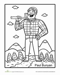 paul bunyan coloring page with the words paul bunyan on it and an image of a