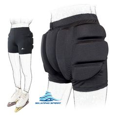 the back view of a woman's shorts with knee pads