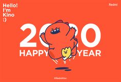 a cartoon character with the words hello i'm kimo happy year