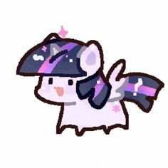 a drawing of a pony with a hat on it's head and stars around its neck