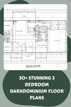 the floor plan for a 3 bedroom, 2 bathroom apartment with an attached kitchen and living room