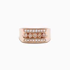 Effy Men's 14K Rose Gold Espresso and White Diamond Ring Luxury Rose Gold Signet Ring With Brilliant Cut, Luxury Rose Gold Signet Ring For Wedding, Luxury Rose Gold Wedding Signet Ring, Rose Gold Signet Ring With Vvs Clarity, Formal Rose Gold Signet Ring With Brilliant Cut, Rose Gold Signet Ring With Rose Cut Diamonds, Formal Rose Gold Signet Ring With Diamond Accents, Rose Gold Vvs Clarity Signet Ring, Classic Rose Gold Signet Ring With Diamond Cut