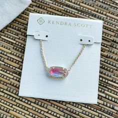 Kendra Scott Elisa Watercolor Illusion Pendant Necklace In Gold Authentic New With Dust Bag 0.63" L X 0.38" W Pendant, 15" Chain + 2" Extender Simple Necklace Everyday Kendra Scott, Preppy Kendra Scott Necklaces, Kendra Scott Star Necklace Pink, Kendra Scott Gold Pendant Necklace, Kendra Scott Clove Necklace, Pendant Necklace Kendra Scott, Kendra Scott Necklace Drusy, Pink Elisa Necklace, Kendra Scott Merrick Chain