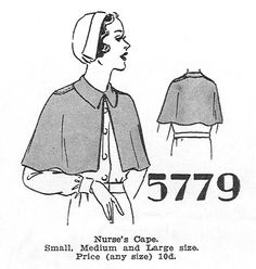 a woman's cape, small, medium and large size sewing pattern from the 1950's