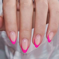 Pink Stiletto Nails, Aesthetic Wellness, Pink French Tip, Hot Pink Nails, Nagel Tips, Pink French, Fake Nails With Glue, Nails For Women, Nails Almond