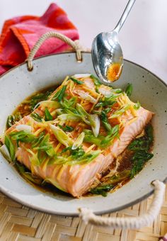 a close up of a plate of food with fish