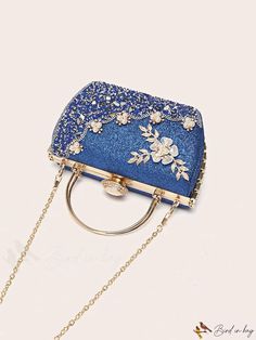 BirdinBag - Sparkling Rhinestone Box Bag: Elegant Bridal and Evening Purse for Weddings, Proms & Parties Blue Rhinestone Evening Bag For Weddings, Bridal Purse, Bag Elegant, Evening Purse, Word Wrap, Box Bag, Prom Party, Blue Pattern, Color Blue