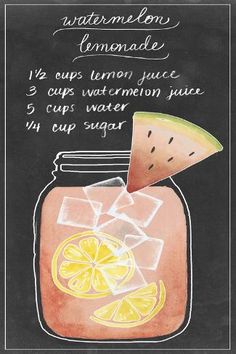 a watermelon lemonade recipe on a chalkboard