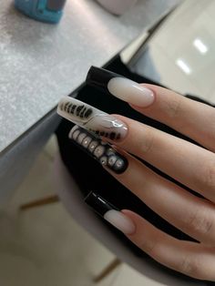 Cool Nails, Rhinestone Nails, Black Nails, French Nails, Long Nails, Cute Nails