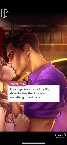 an animated image of a man kissing a woman on the cheek with text that reads,'for a significant part of my life i didn't believe that love was something could have