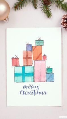 Aquarell Christmas, Chrismas Cards, Artist Ideas