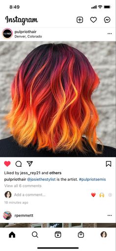 Fire Ombre Hair, Party Tips And Tricks, Orange Ombre Hair, Flame Hair, Phoenix Hair