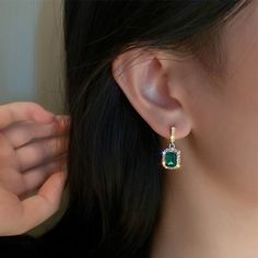 Vintage Emerald Earrings, Emerald Green Jewelry, Emerald Earrings Drop, Bridesmaid Gifts Earrings, Emerald Green Earrings, Emerald Earrings Studs, Rectangle Earrings, Lace Earrings, Womens Jewelry