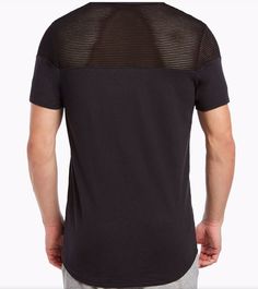 (2Xist Mesh Panel Textured Jersey T-Shirt Sz Small  Retail Price : $54.00    * 2(x)ist T-shirt with open mesh panel at top and textured slub-knit body. * Crew neckline. * Short sleeves. * Slim fit. * Curved hem. * Banded crewneck * Longer scooped hem back * Polyester/cotton/rayon. * 60% Cotton / 40% Modal * Imported. *Machine wash cold ** the first Two pics is from the website** 2(X)IST pays homage to the football jersey with this updated design. A textured cotton modal body with an open mesh pa Casual Mesh T-shirt With Crew Neck, Casual Mesh Crew Neck T-shirt, Modern Summer Workout Tops, Stretch Mesh Crew Neck T-shirt, Modern Cotton Sports Tops, Casual Mesh Tops With Mesh Back, Casual Tops With Mesh Back, Casual Short Sleeve Tops With Breathable Mesh, Casual Mesh Tops For Gym