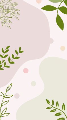 a green plant on a pink background with polka dots and circles in the bottom right corner