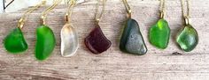 Lot of Multicolor Beach Sea Glass Pendant Necklaces 18" ~ Gold Plated Chains Artisan Jewelry Necklaces, Beachglass Jewelry, Sea Glass Pendant, Handcrafted Artisan Jewelry, Handbag Charms, Glass Pendant Necklace, Beach Glass, Gold Plated Chains, Glass Jewelry