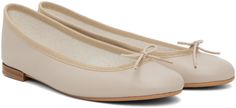 Nappa calfskin ballerina flats in beige. · Bow accent at vamp · Grosgrain trim at collar · Cotton twill lining · Stacked leather heel with rubber injection · Leather stitch-and-return sole Supplier color: Sand Formal Ballet Flats With Removable Insole, Classic Ballet Flats For Galas, Chic Ballet Flats With Rubber Sole For Galas, Classic Ballet Flats With Flat Heel For Galas, Chic Cream Ballet Flats, Chic Beige Ballet Flats With Leather Sole, Spring Formal Ballet Flats With Rubber Sole, Feminine Slip-on Ballet Flats For Formal Occasions, Feminine Formal Slip-on Ballet Flats