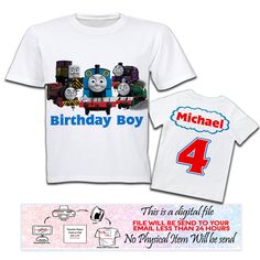 thomas the train birthday shirt with name and age