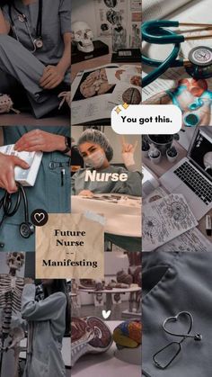 a collage of photos with doctors and medical equipment on them, including a doctor's stethoscope