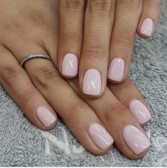 Summer Nude Nail Colors, Pretty Nail Colors For Fall, Light Pink Manicure Ideas, Pale Pink Short Nails, Light Pink Homecoming Nails, Light Pink Neutral Nails, Simple Nails Light Pink, Light Pink Wedding Nails, Simple Nail Colors