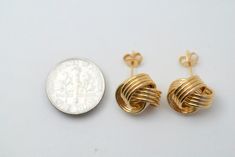 10K gold love knot stud earrings, approximately 13.5 mm ( 0.53 inches ) diameter, the approx. weight is 3.4 gr. Knot Stud Earrings, Knot Studs, Love Knot, 10k Gold, Jewelry Earrings Studs, Favorite Jewelry, Etsy Earrings, Knot, Jewelry Earrings