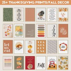 the 25 + thanksgiving printables are on display for everyone to use in their home