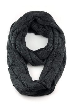 Warm and comfortable knit infinity scarf. Can also be worn multiple ways. Fabric: 100% Acrylic One size. Scarf measures approximately 61" x 12". Provides warmth for cold seasons Hand wash cold, dry flat Cozy Gray Scarf For Cold Weather, Cozy Gray Scarves For Cold Weather, Casual Knitted Infinity Scarf For Winter, Casual Knit Infinity Scarf For Winter, Casual Knit Scarves For Cold Weather, Casual Warm Infinity Scarf For Winter, Casual Solid Scarves For Cold Weather, Casual Solid Color Scarves For Cold Weather, Casual Solid Color Scarf For Cold Weather