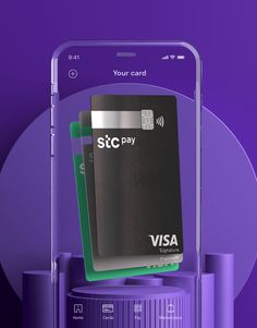 an image of a purple background with a credit card