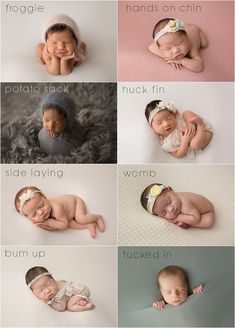 a series of photos showing different baby names