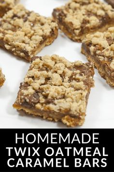 homemade twix oatmeal caramel bars with text overlay