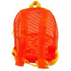 See your Stuff with our Mesh Bag Collection! A great sporty style as a daily bag, beach buddy, or festival companion. This small backpack features a large front pocket with double zipper pull and main compartment. Super soft adjustable top loop & webbing. Tear resistant 100% vinyl coated mesh 13" height x 10" width x 4.5" main pocket depth, 1 lb6" deep including front pocket CapacityMain Compartment only- 5.5 LMain Compartment w/ pockets- 6 L Made in Los Angeles, California Daily Bag, Small Backpack, Mesh Bag, Mini Backpack, Sporty Style, Mesh, Zipper, Backpacks, Yellow